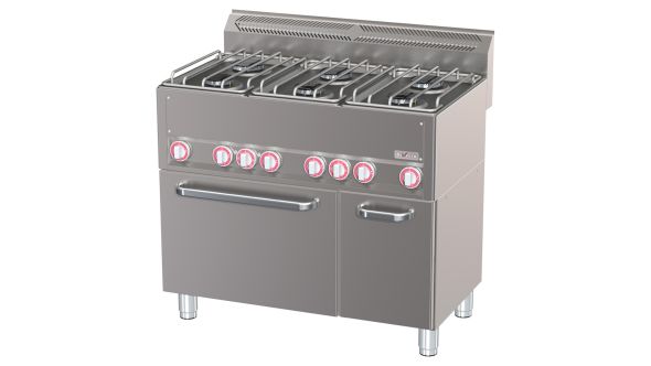 Diverso WR-G6CF-21 Range 6 burners with convection oven GN1/1 and neutral cabinet
