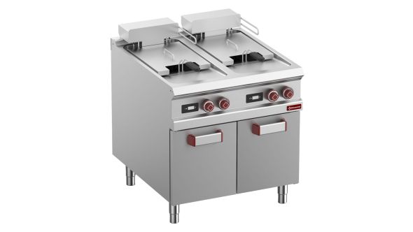 Diamond E9/F36A8-ND Double Basket Freestanding Electric Fryer on Neutral Closed Cupboard, 32kW