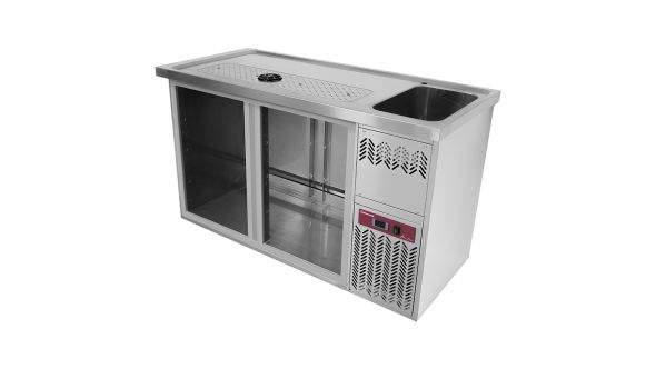 Diamond KBR-21D Bar Counter with 2 Compartments, Draining Board and Right Side Sink