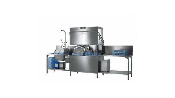 Hobart AUPTW-10B 500mm Basket Hood / Passthrough Dishwasher with Drain Pump, 18 Plates