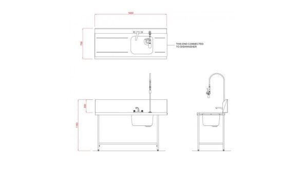 Hobart SD1650L/R Inlet Triple Rack Table & Sink