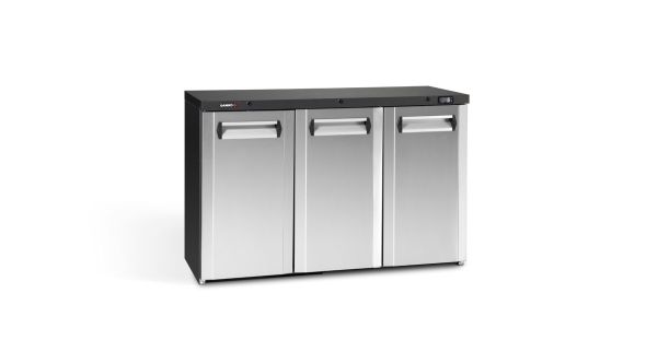 Gamko Maxiglass MG3/315CS Maxiglass Hinged Stainless Steel Front Triple Door Undercounter Bottle Cooler, 315 Litres