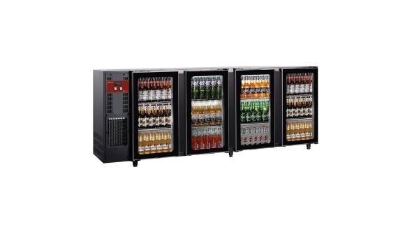 Diamond TAVT/4G-R2 Hinged Glass Quad Door Black Bottle Cooler, 783 Litres