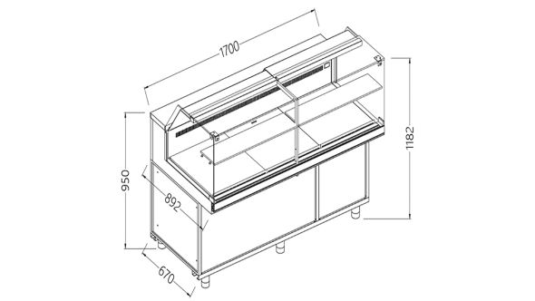 Diamond VB17XR Snack Patisserie Display Counter, 1700mm