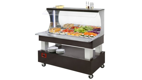 Diamond ASB/4N-B1-R2 WengÃ© Wood Wall Refrigerated Buffet Salad Bar, 4 x 1/1 GN