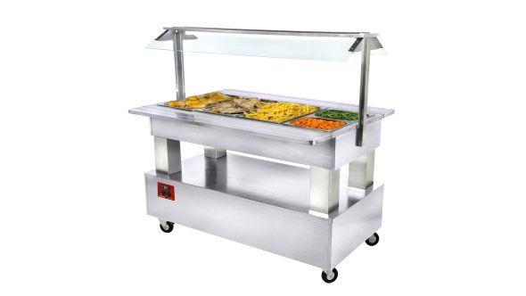 Diamond BBM/4N-A1 White Wood Warming Bain Marie Salad Bar, 4 x 1/1 GN