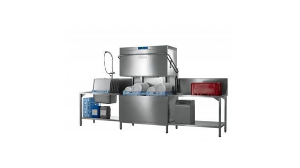 Hobart AMXTW-10B 500mm Basket Hood / Passthrough Dishwasher with Drain Pump, 18 Plates