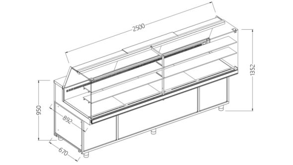 Diamond PA25X Display Counter Neutral X Bakery En & Gn, High Glass