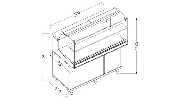 Diamond CB15X/R Hot & Dry Patisserie Display Counter with Understorage, 1500mm
