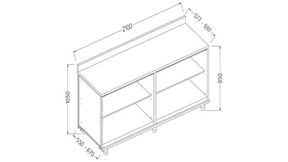 Diamond NL21X Neutral Rear Cabinet, With Backsplash