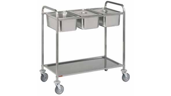 Diamond CP2/311 Stainless Steel Serving Trolley, 3X Gn 1/1 + 1 Level