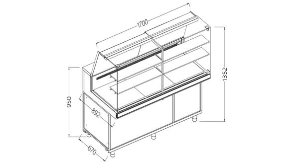 Diamond VA17XR/R Snack Patisserie Display Counter with Understorage, 1700mm