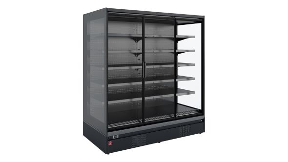 Diamond RNP13-U5 Black Refrigerated Self Service Display w/ Swinging Doors