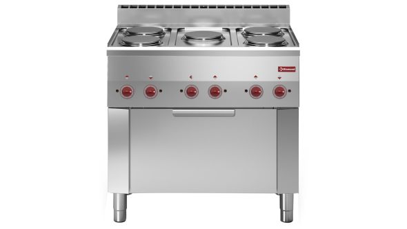 Diamond E60/5PFV9-N 5 Rounded Hobs Freestanding Electric Range Cooker on Electric Oven, 13kW