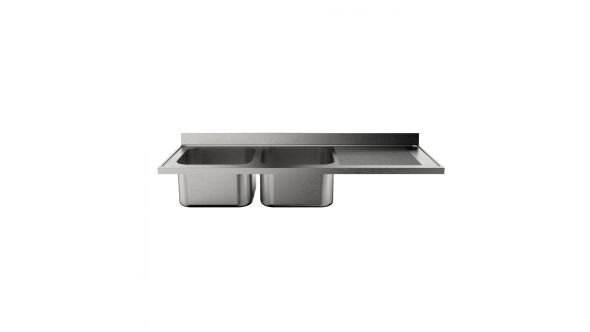 Sammic Sink unit (worktop only) 2 bowls + drying track on right side) 1800 x 600 mm FRLV-618/21D