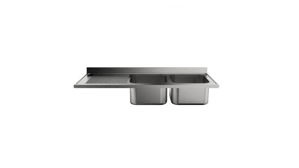 Sammic Sink unit (worktop only) 2 bowls + drying rack on left side 1800 x 700 mm FRLV-718/21I