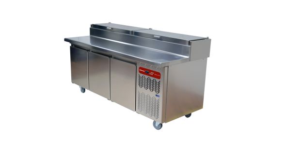 Diamond TS31-US/H 3 Door Preparation Refrigerated Saladette Counter, 10 x 1/3 GN