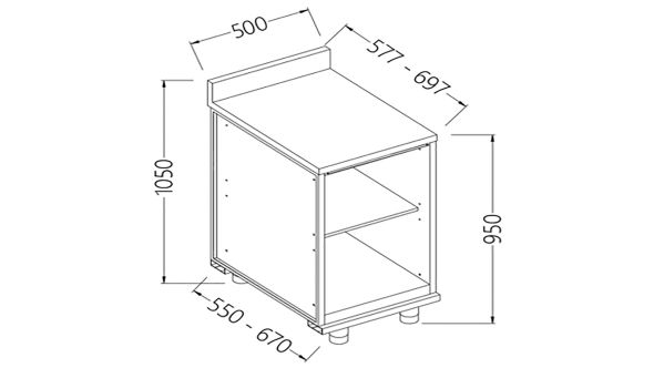 Diamond NL05X Neutral Rear Cabinet, With Backsplash