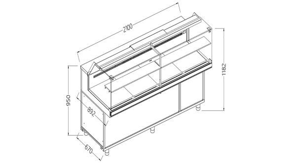 Diamond VB21XR Snack Patisserie Display Counter, 2100mm
