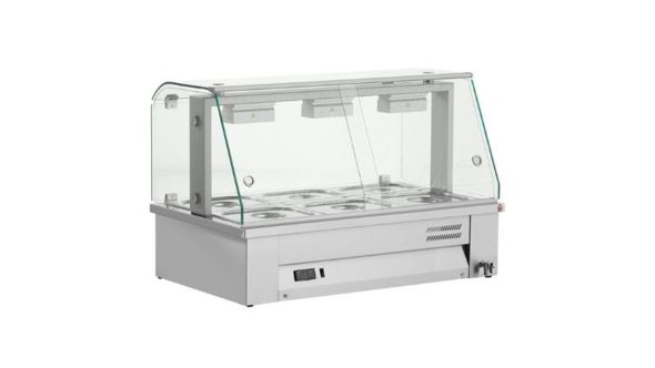 Inomak MBV610 Counter Top Bain Marie With Glass Canopy 3x GN1/1