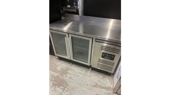 Blizzard 6233246520071901 GRADED-02371 HBC2CR Double Hinged Glass Door Counter Refrigerator With Upstand 