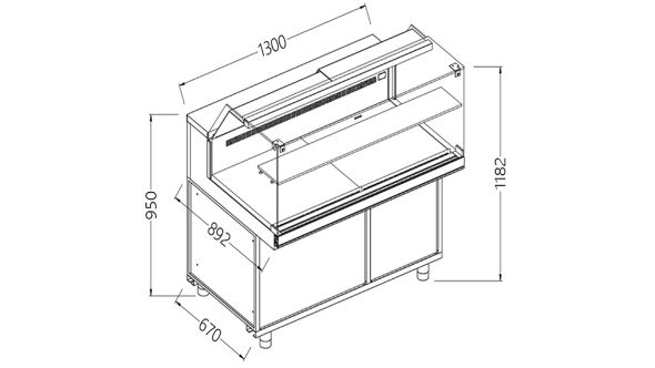 Diamond VB13X Patisserie Display Counter, 1300mm