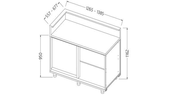 Diamond LB90SX/5 Neutral Bar Counter Units With Fitting For Service Top (Left)