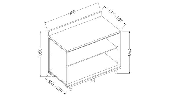 Diamond NL13X/5 Neutral Rear Cabinet, With Backsplash