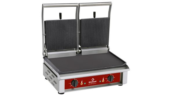 Diamond CONTACTDG2/SN Double Ribbed Top Smooth Contact Bottom Grill, 4kW