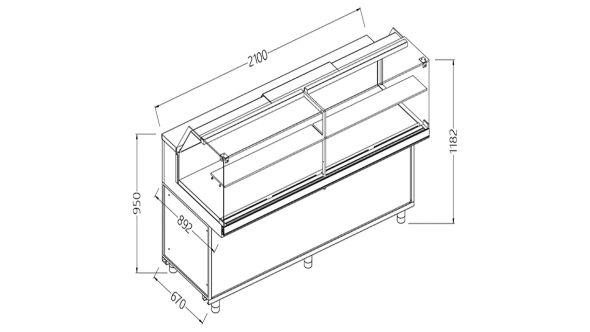 Diamond NB21X Neutral Snack Display Counters_Low Glass