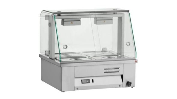 Inomak MBV67 Counter Top Bain Marie With Glass Canopy 2x GN1/1