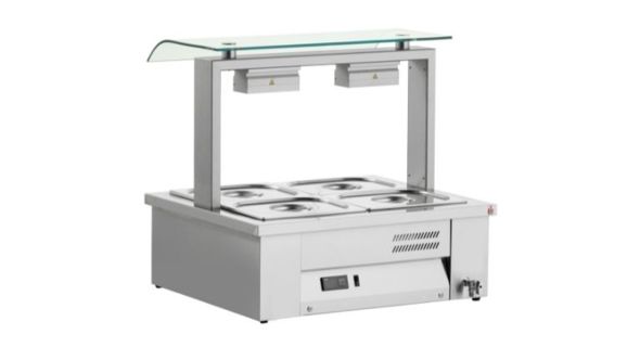 Inomak MEV67 Counter Top Bain Marie With Sneeze Guard 2x GN1/1