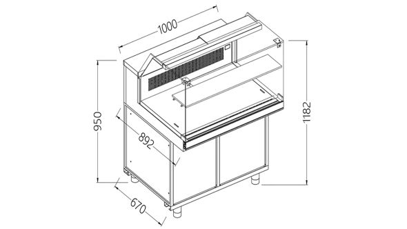 Diamond CFB10X Refrigerated & Heated Display Counter without Understorage, 1000mm