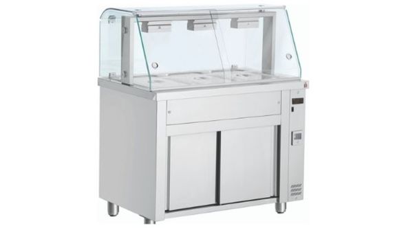 Inomak MFV711 Bain Marie With Glass Canopy 3x GN1/1