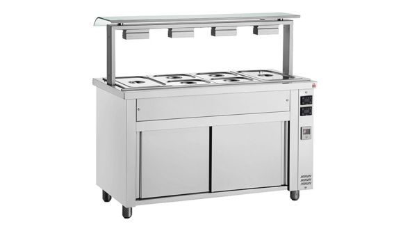 Inomak MJV714 Bain Marie With Heated Cupboard And Sneeze Guard 4x GN1/1