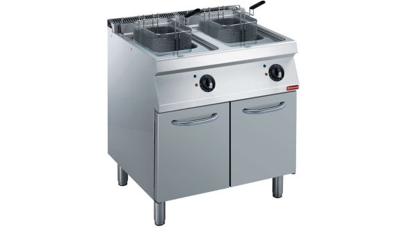 Diamond E17/F28A8-N Double Basket Freestanding Electric Fryer on 2 Neutral Closed Cupboards, 17.4kW