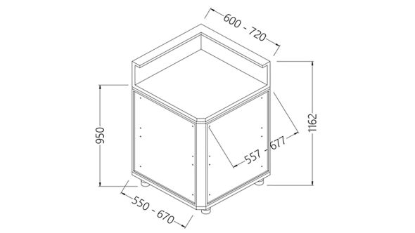 Diamond CB90X/5 Neutral Bar Counter Units With Fitting For Service Top 90Â° (Closed)