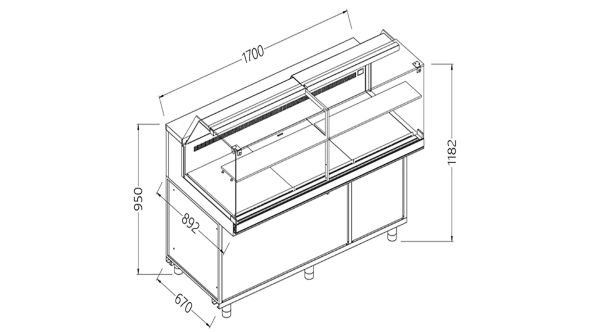Diamond VB17X/R Snack Patisserie Display Counter with Understorage, 1700mm