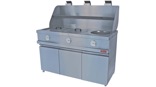 Diamond MIKA/3-MC Heavy Duty Freestanding Gas fryer with 3 Round Basins