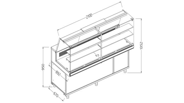 Diamond CFA21XR/R2 Static Hot & Cold Patisserie Deli Display Counter with Understorage, 1500mm