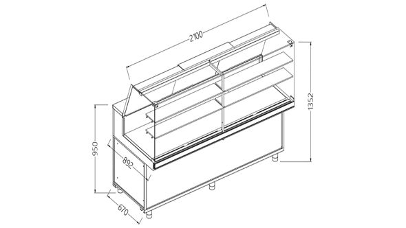 Diamond NA21X Neutral Snack Display Counters_High Glass
