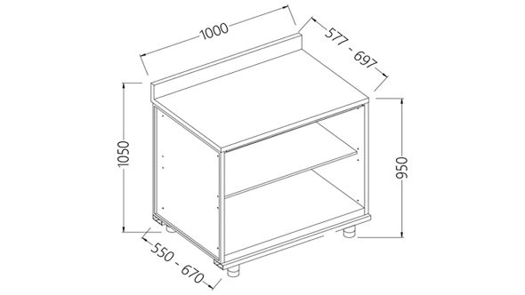 Diamond NL10X Neutral Rear Cabinet, With Backsplash