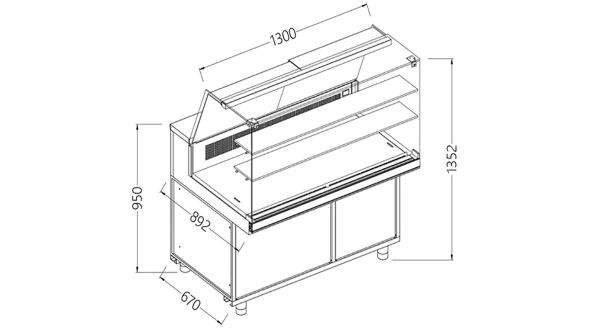 Diamond CFA13X Refrigerated & Heated Display Counter without Understorage, 1300mm