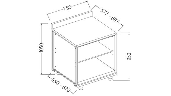 Diamond NL07X Neutral Rear Cabinet, With Backsplash