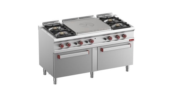 Diamond G7/T4B2F15-N 4 Stove & 1 Whole Hob Freestanding Gas Range Cooker on 2 Gas Ovens