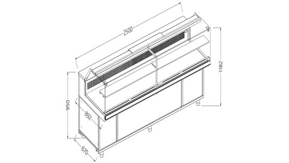 Diamond SB25X/R Snack Patisserie Display Counter with Understorage, 2500mm