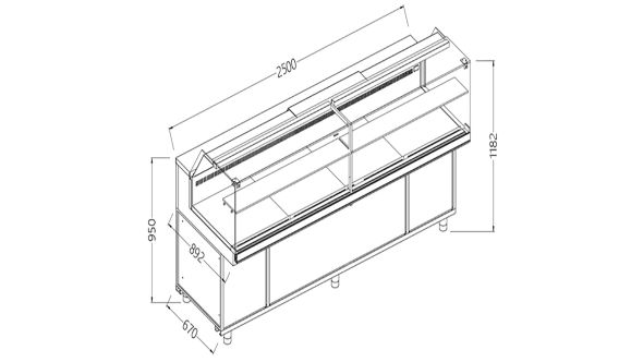 Diamond VB25X Patisserie Display Counter, 2500mm