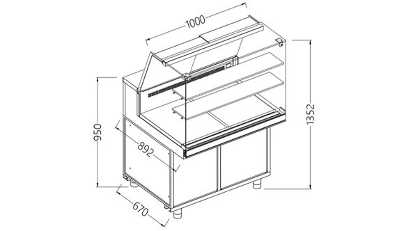 Diamond VA10XR Snack Patisserie Display Counter, 1000mm