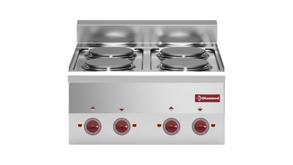 Diamond E60/4P6T-N 4 Rounded Hobs Countertop Electric Range Cooker, 8kW