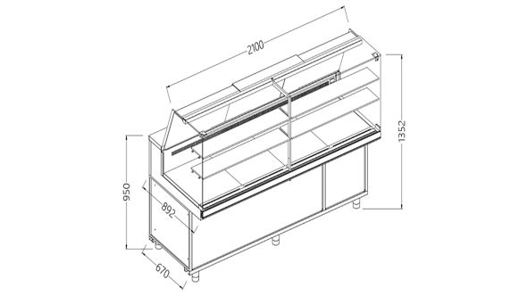 Diamond VA21X Patisserie Display Counter, 2100mm